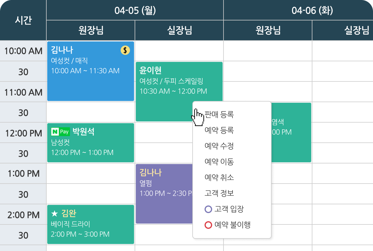 1. Lịch đặt chỗ - Tổng quan về trạng thái đặt chỗ cho nhiều ngày.